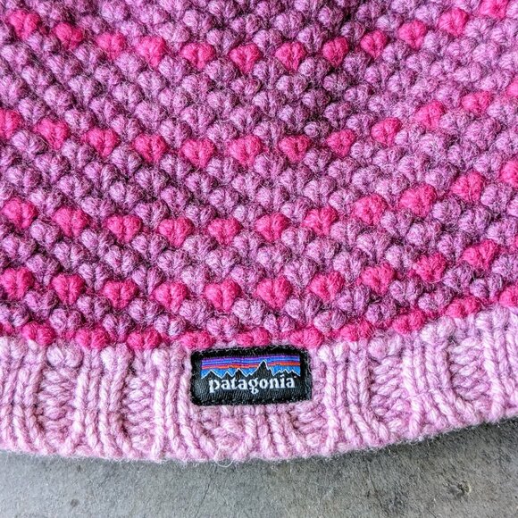 Patagonia Beatrice Beanie Pink Knit Merino Wool Winter Hat Women's One Size - Picture 2 of 6